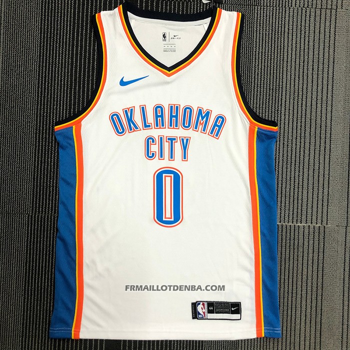 Maillot Oklahoma City Thunder Russell Westbrook NO 0 Association Blanc